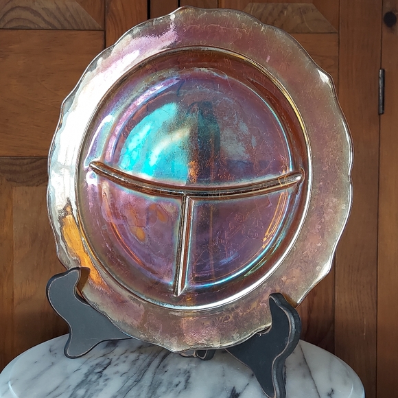 Carnival Glass Divided Plate - Picture 8 of 13